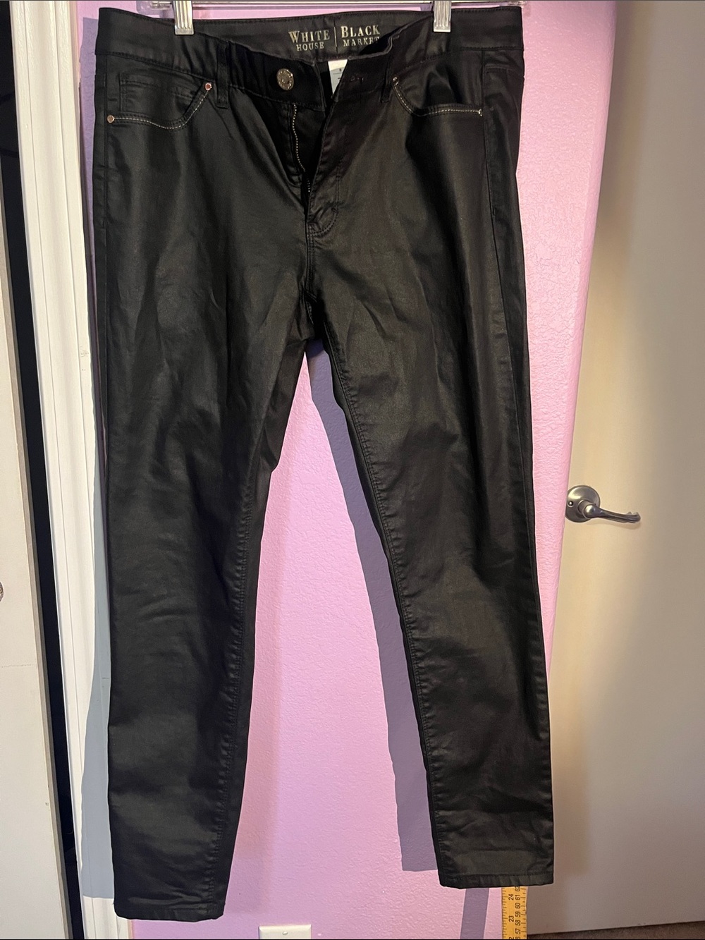 White House Black Market Black wax look Skinny ankle Jeans